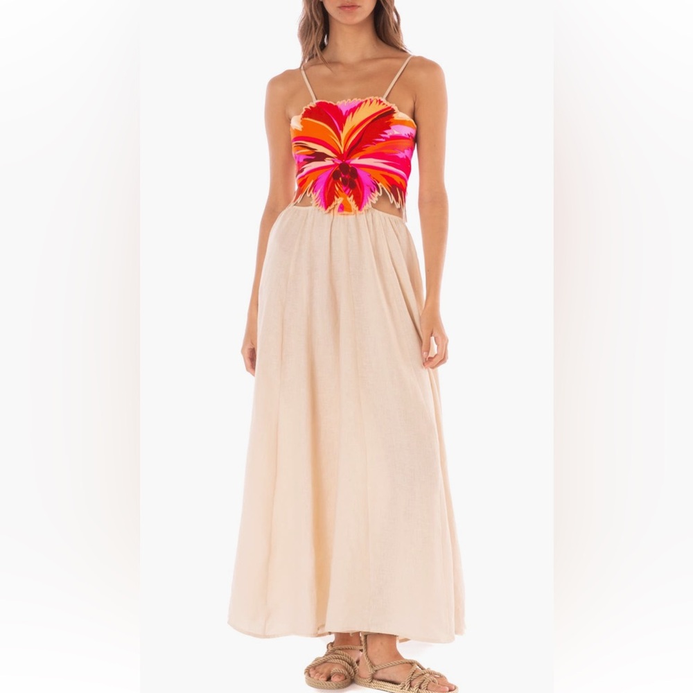 Maaji Anthropologie soho Owen sunrise linen dress